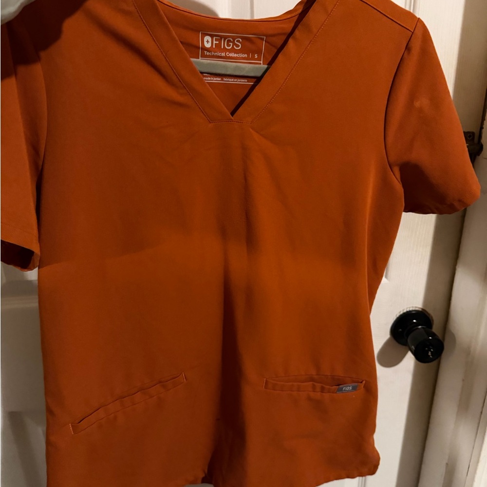 Figs Burnt Orange V-Neck Scrub Top